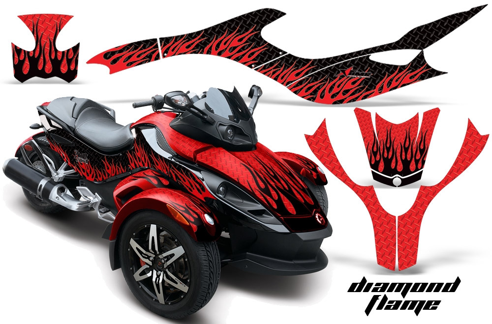 CAN-AM SPYDER Graphics Kit DIAMONDFLAME RED BLACK
